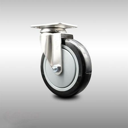 Service Caster 5 Inch 316SS Black Polyurethane Wheel Swivel Top Plate Caster SCC-SS31620S514-PPUB-BLK